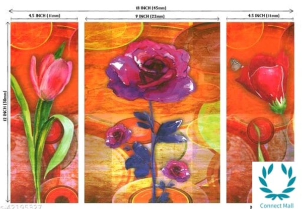 RM Style set of 3 pieces SunFlowers UV wall Decor & Gifting painting - Wood, Painted, Pack of3